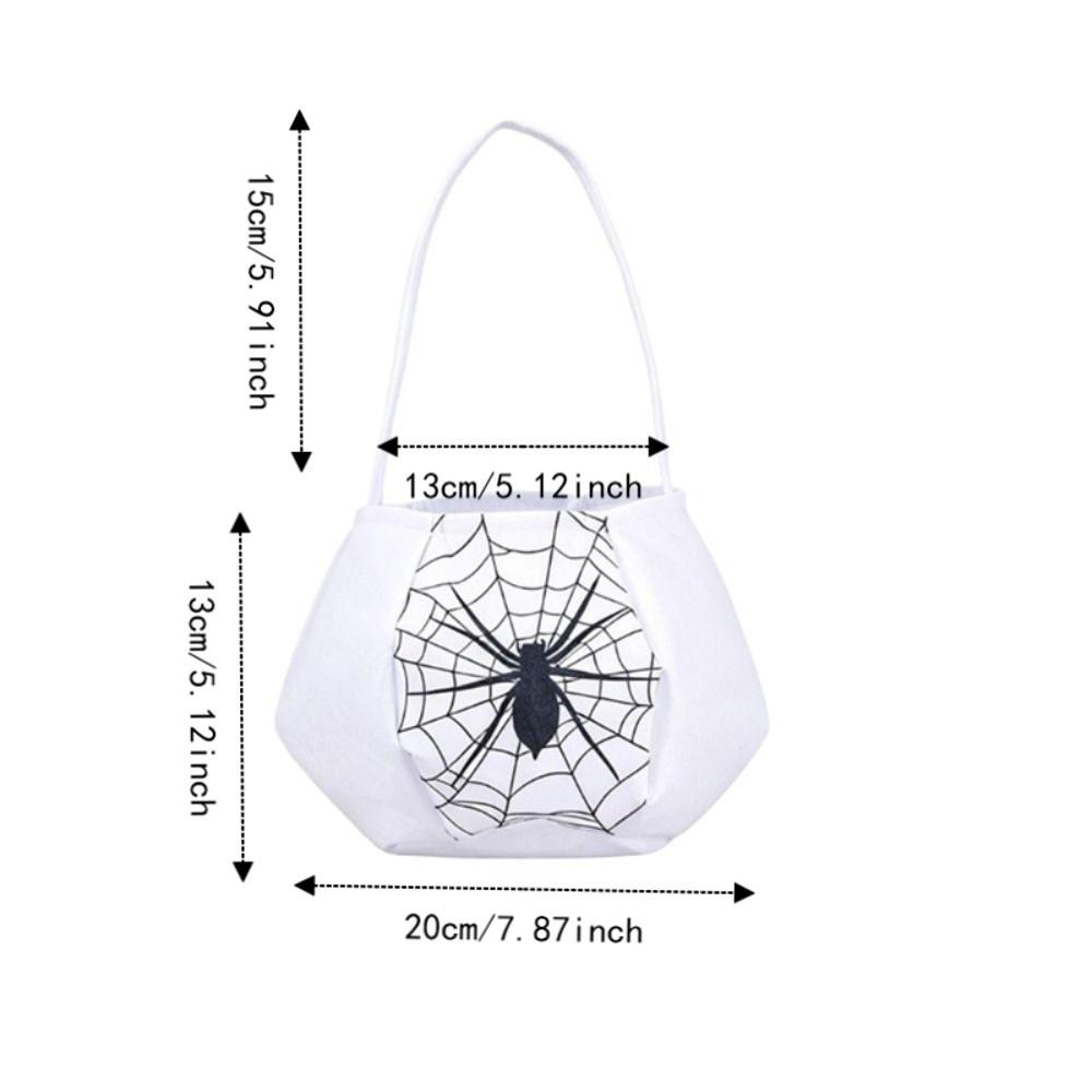 Non-woven Fabric Trick-Or-Treat Candy Basket White Snack Storage Bag Halloween Candy Bucket  Party