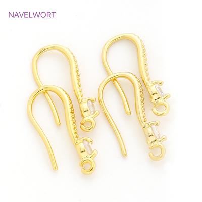 10/20Pcs 18K Gold Plated Earring Hooks,Earwires,Inlaid Zircon Earring Hooks Findings,For DIY Earring Jewelry Making Accessories