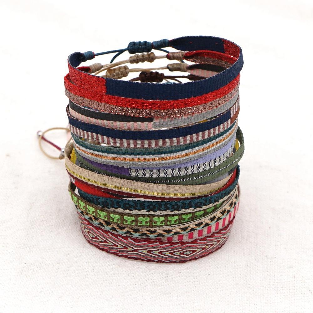 Groothandel Handgeweven Armband Colombiaanse Stof Gevlochten Polsband Armbanden voor Vrouwen Mannen Cadeau Hippie Boho Vriendschap Sieraden