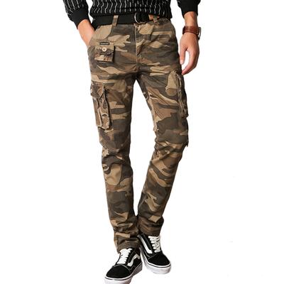 Men Fashion Military Cargo Pants Slim Regualr Straight Fit Cotton Multi Color Camouflage Green Yellow Black Trousers