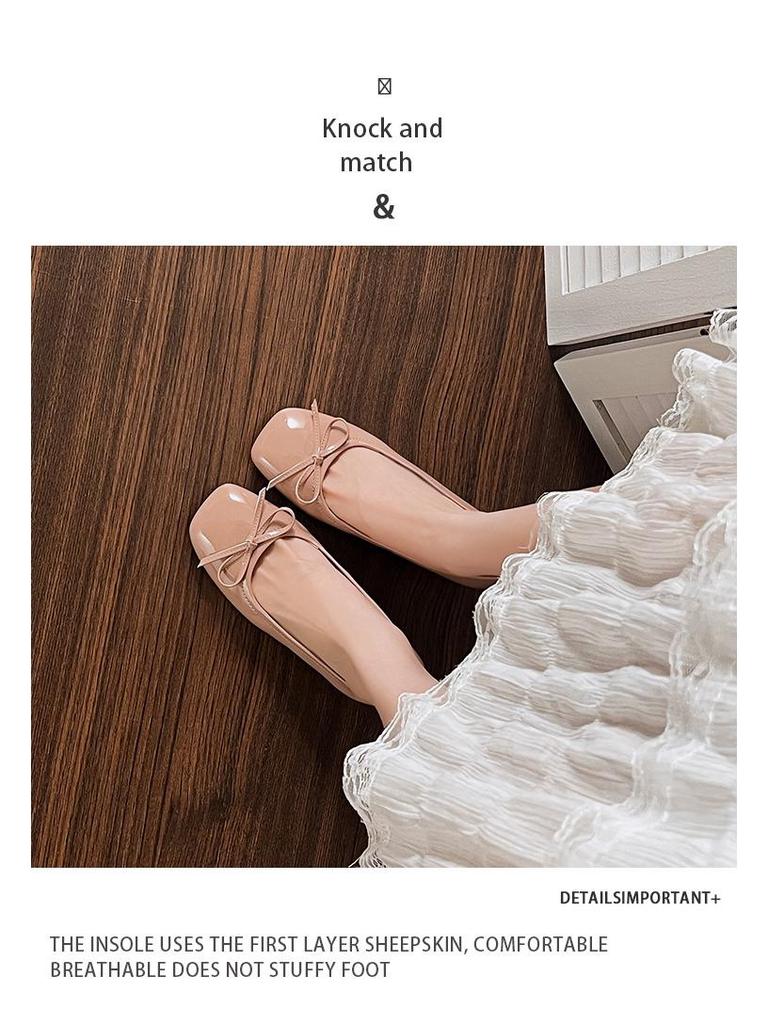 2025 Fall Chunky Heel Square Toe Bow Mary Jane Women’s Slip-On Shoes