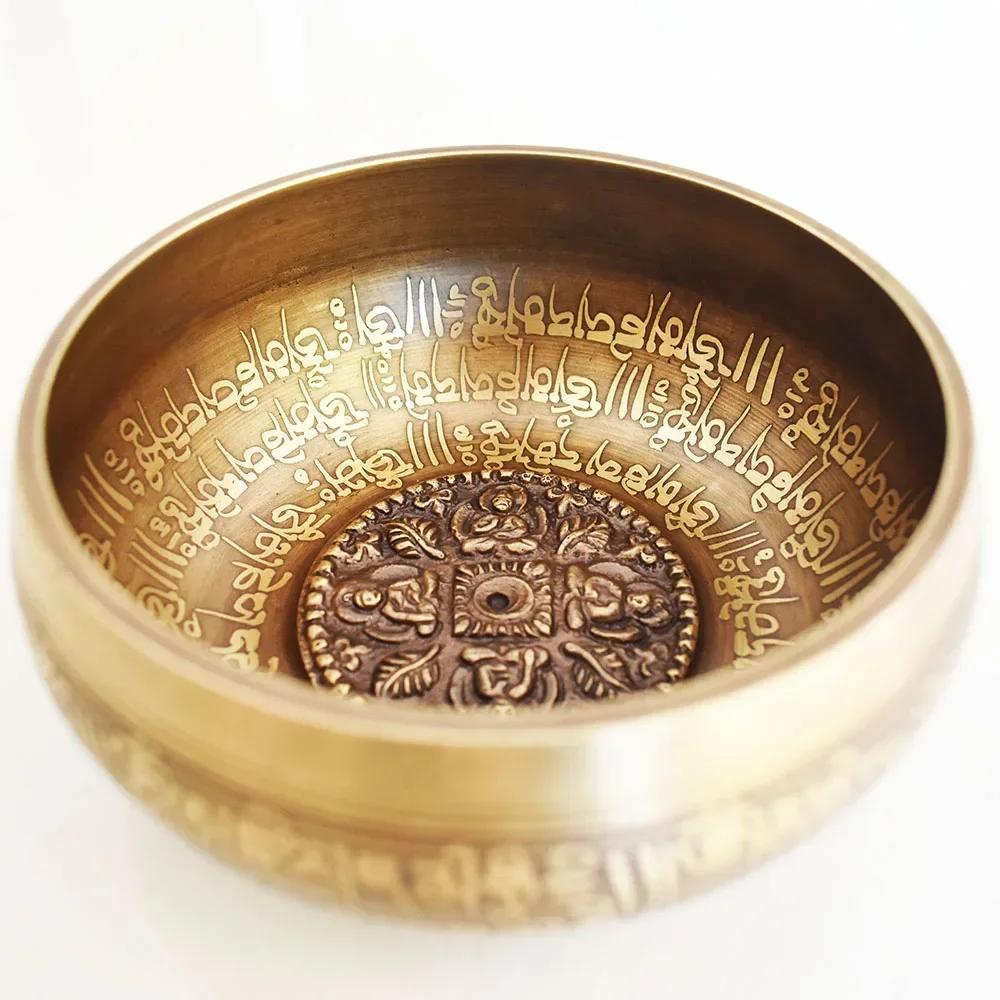 12CM Nepal Handmade Singing Bowls Set, Buddha Mantra Design, Tibetan Sound Bowl for Yoga and Meditation