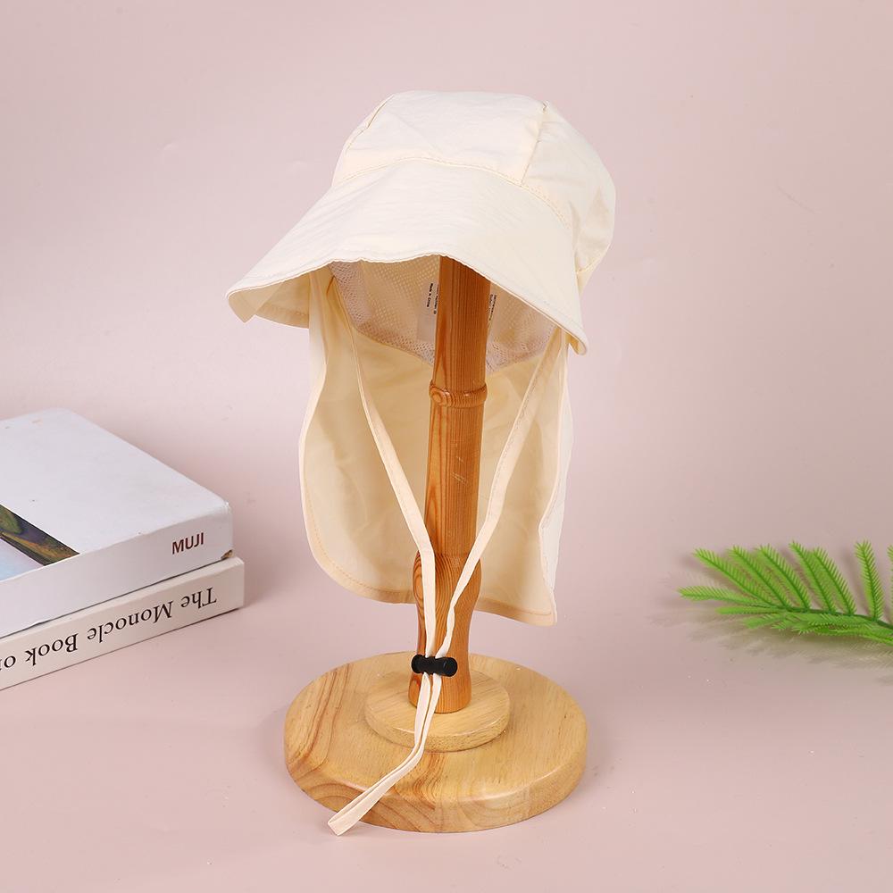 Children s Quick-Dry Wide-Brim Bucket Hat for Sun Protection бежевый