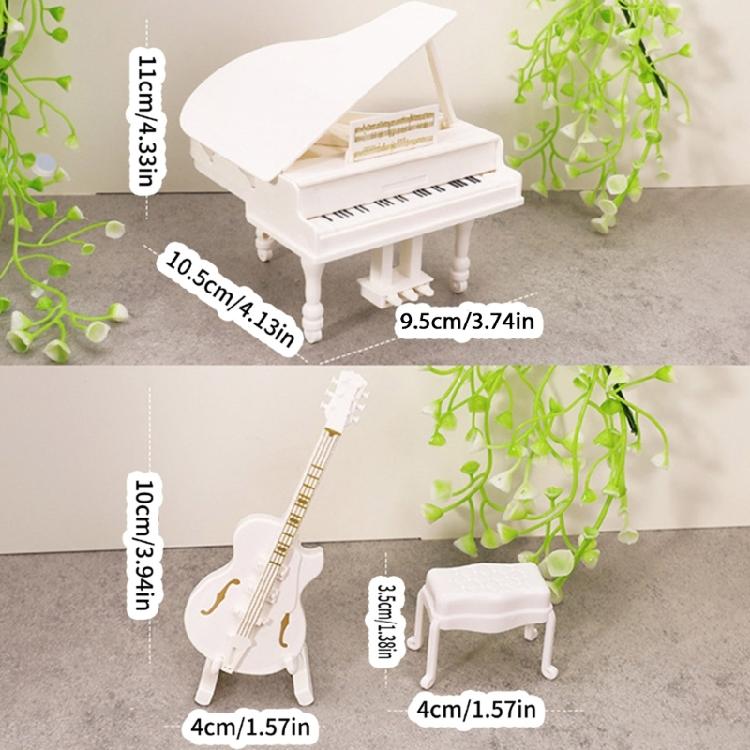 Dollhouses Music Room Furniture Miniature Grand Piano Stool Cello Realistic Music Instrument For Playroom Decoration