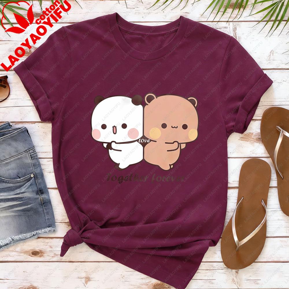 Kawaii Bubu Dudu Bear Together Forever Tshirt Valentines Days Funny Gift Unisex TShirt Cute Graphic Printed Shirt Unisex Unisex Top