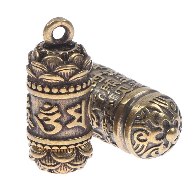 Ottone Buddha Guanyin Sutra Ciondolo Ciondolo Portachiavi Portapillole Custodia per medicinali