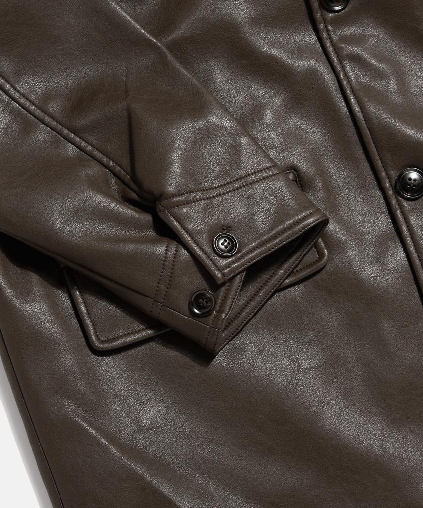 Espionage Car Coat (Faux Leather) Dark Brown