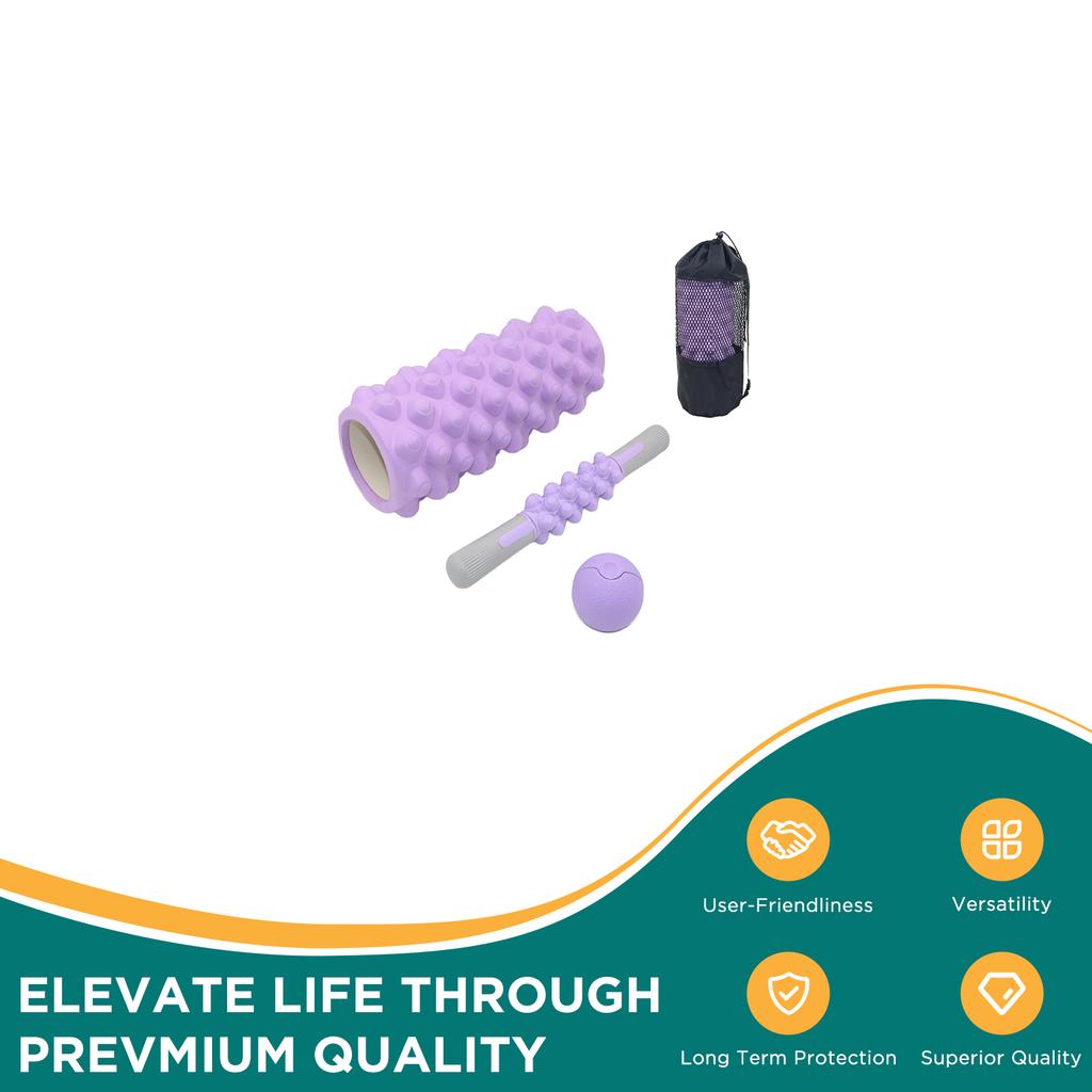 33cm Hollow Foam Roller Set With Bumpy Nodules Includes Massage Stick And Myofascial Ball For Yoga Pilates Recovery