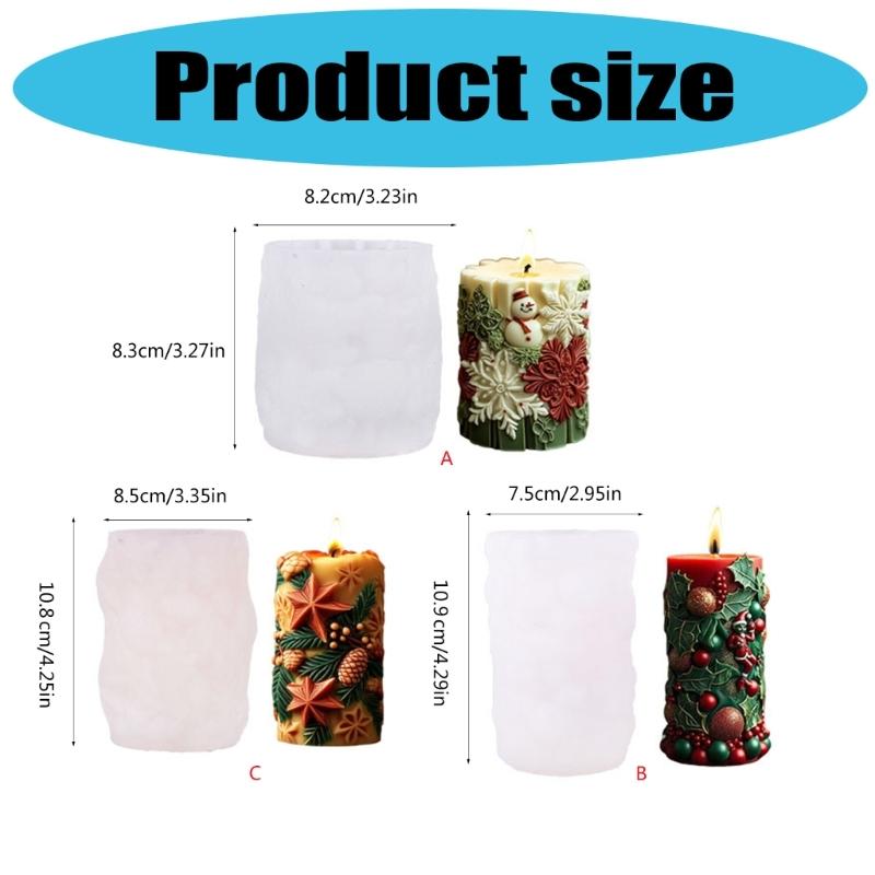 Christmas Cylinder Candle Mold Food Grade Silicone Mold For Epoxy Resin Candle Soap Making Baking Craft Project