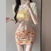 Swimsuit Women's Four-piece Sexy Hot Girl Dopamine Bikini Fashion Print Beach Spa
