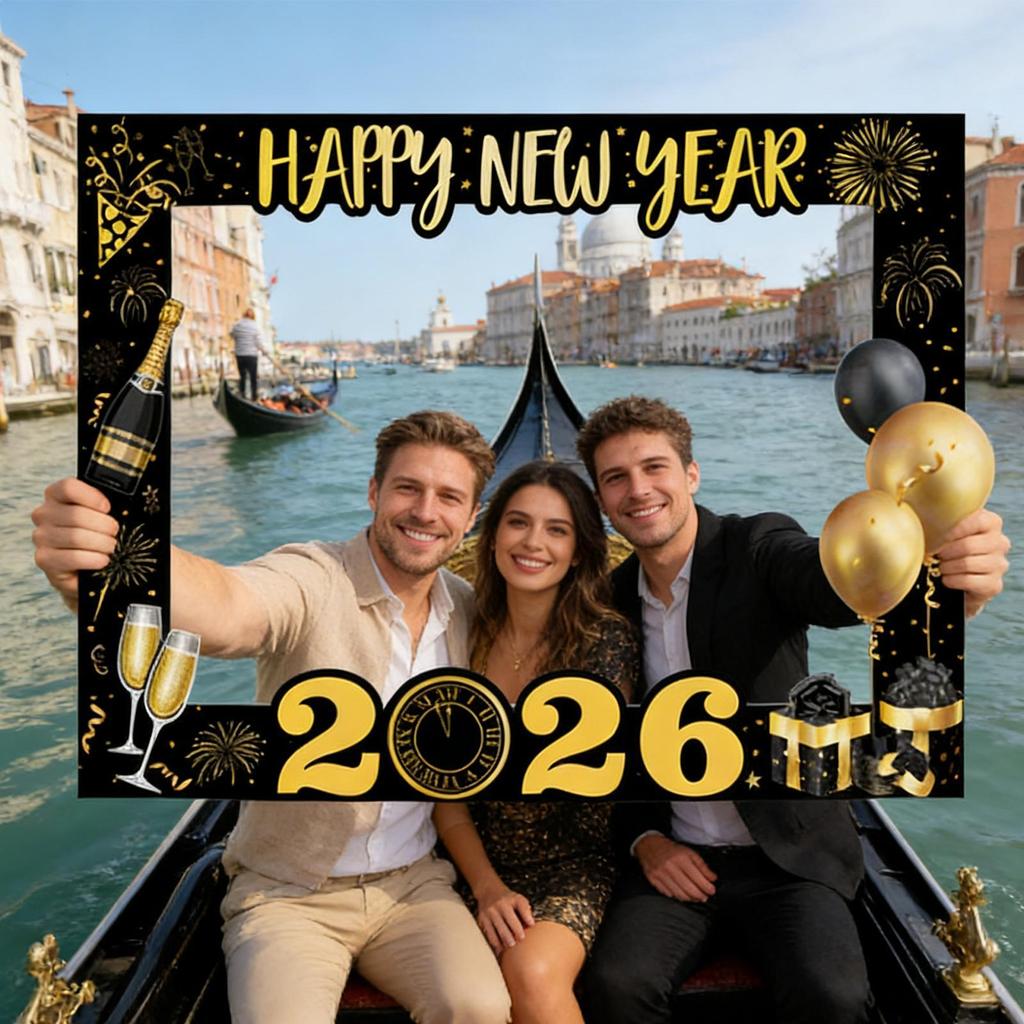 New Years Props Funny Photography Backdrop Black And Gold Handheld 2026 New Years Eve Photo Props For Women Family Kids Indoor