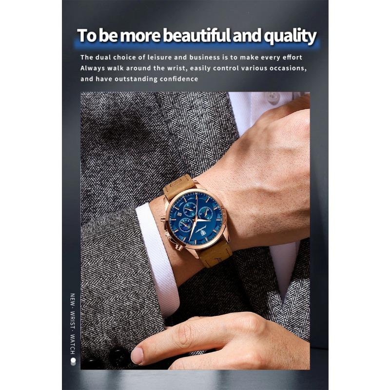POEDAGAR Luxury Man Wristwatch Sports Leather Quartz Watch Waterproof Luminous Calendar Chronograph Watches Male Clock