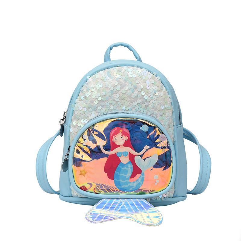 Glitter Mermaid With Small Tail Childrens Backpack Adjustable Shoulder Straps