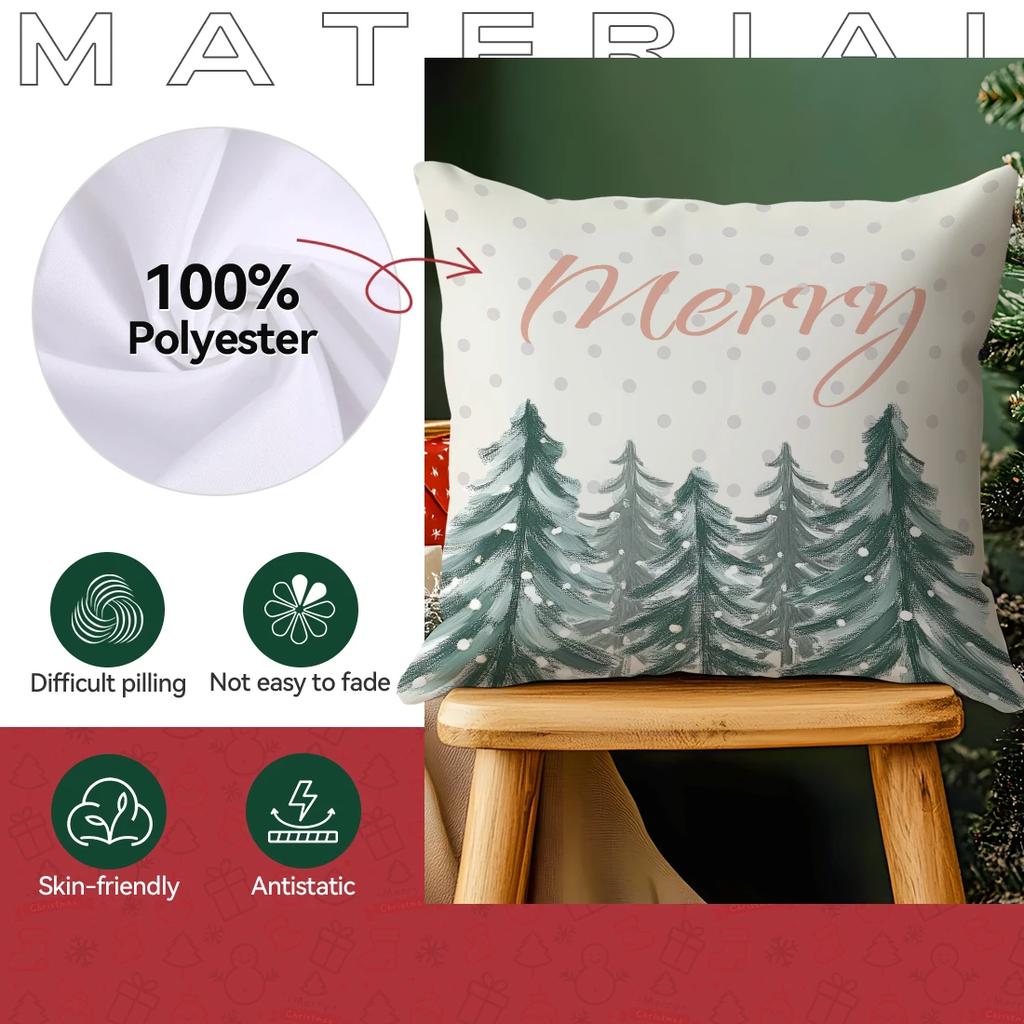 Pink Green Christmas Series Pillowcase Printed Polyester 45x45cm Throw Pillowcover Decorative Sofa Cushion Pillowslip Home Decor