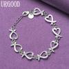 925 Sterling Silver Heart Bracelet Party Gift Fashion Jewelry