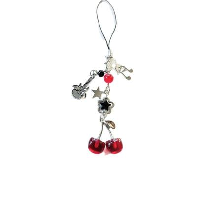 1 Stück Charms Rote Kirsche Schleife Handykette Schlüsselanhänger Y2K Taschenanhänger Schlüsselanhänger Zubehör Freundin Geschenk