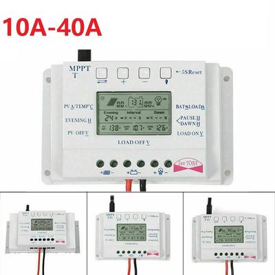 Regulador de carga de painel solar MPPT LCD 20/30/40/60/80A 12V/24V com 3 temporizadores