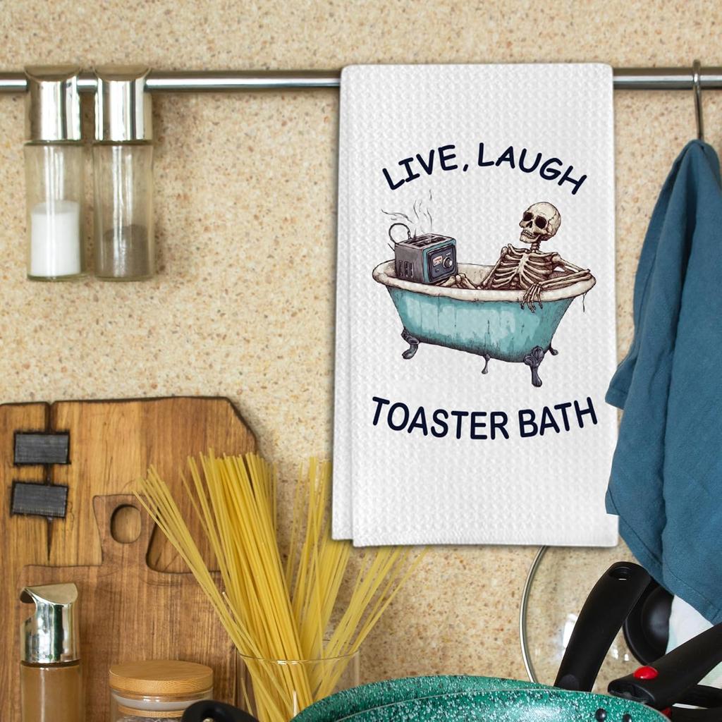 Halloween Gothic Skull Kitchen Towels Gothic Skull Decorative Waffle Weave Kitchen Towels, Hand Tea Towel for Kitchen Bathroom (16×24 Inches)