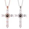 European & American Diamond-Studded Projection Necklace - Creative Cross Pendant