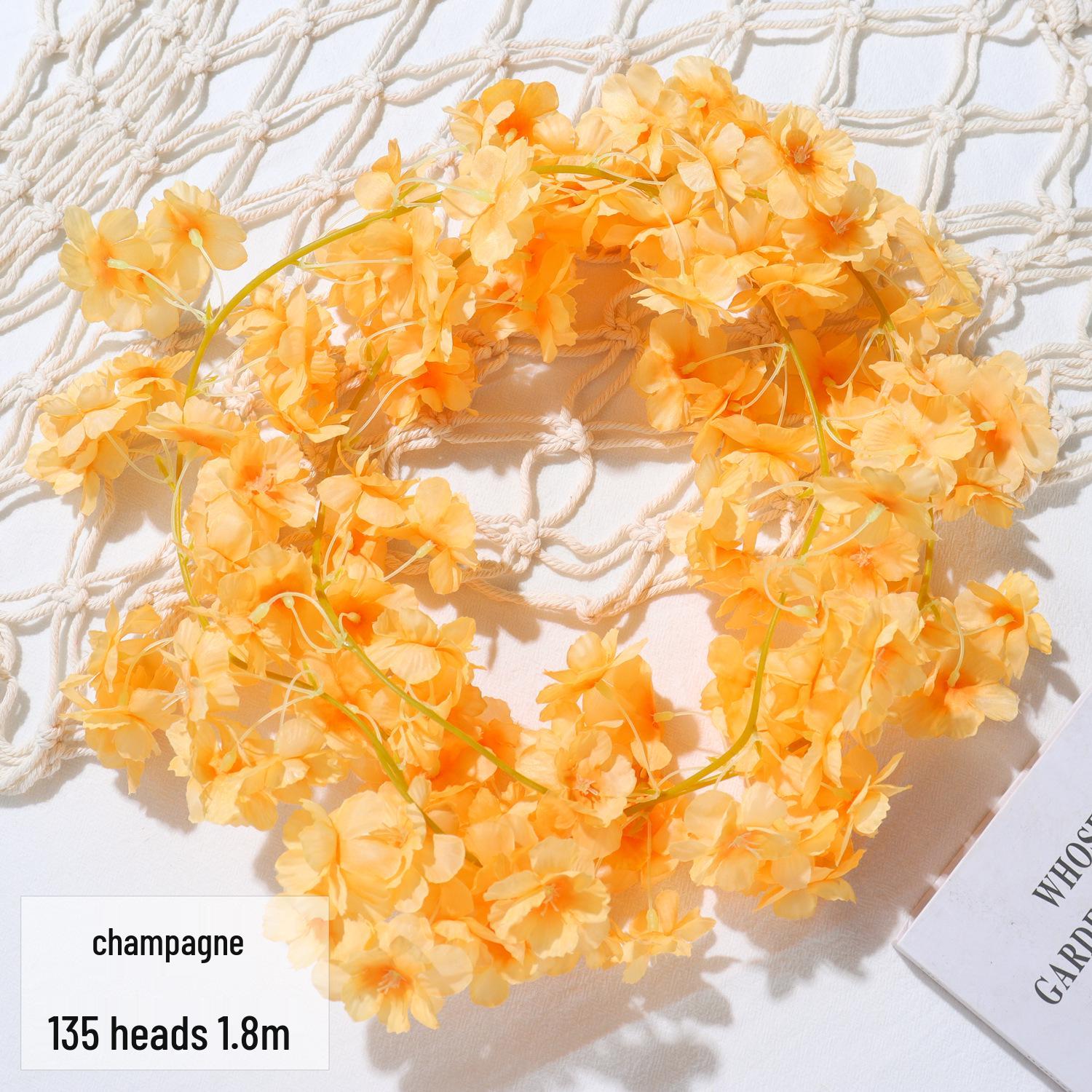 

Cherry Blossom Vine 135-Head 1.8m Silk Artificial Flowers for Wedding, Hotel, or Home Decor шампанського