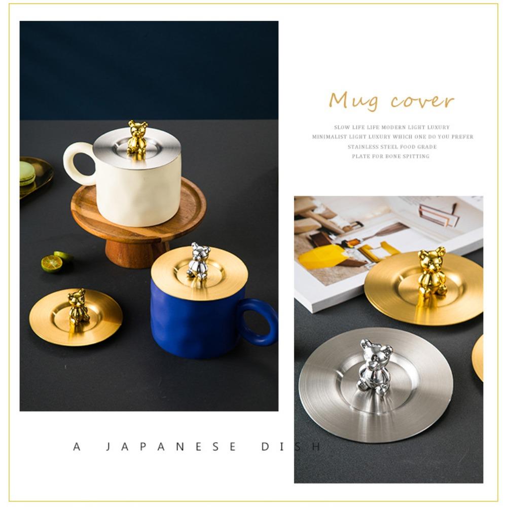Reusable Stainless Steel Cup Lid Cap Leakproof Dustproof Cup Lid  Mug Ceramic Cup Glass Cup