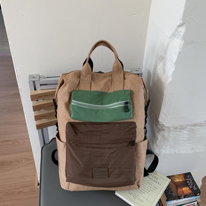Schoolbag Autumn New Korean Version Fresh Contrasting Colors Splicing Atmosphere Backpack Women's Light Commuting Versatile Large-capacity Backpack