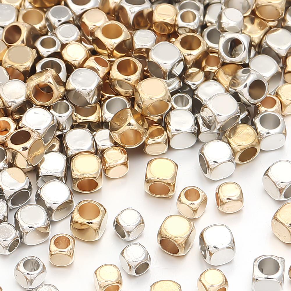 200pcs/lot Smooth Round Corner Square CCB Beads Big Hole Loose Spacer Beads For Jewelry Making DIY Bracelet Necklace Accessories