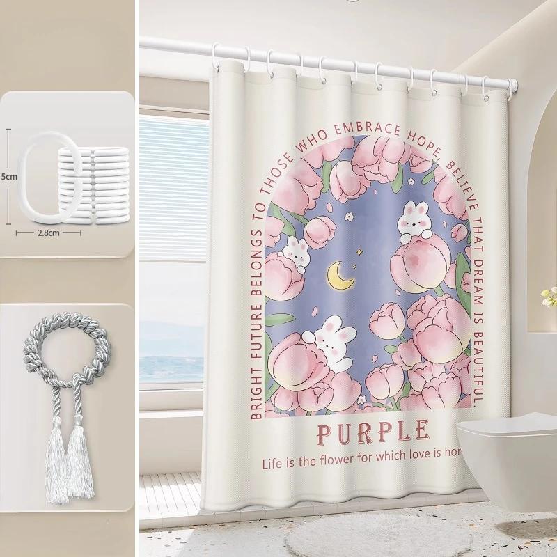 Cartoon Bathroom Curtains for Living Room Home Decor Blackout Curtains Living Room Bedroom Balcony Screen Dustproof
