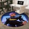 1pc Anime Design Round Carpet - Office Chair Mat with Purple Hair and Blue Floral Print, Suitable for Home Decor, Gaming Room