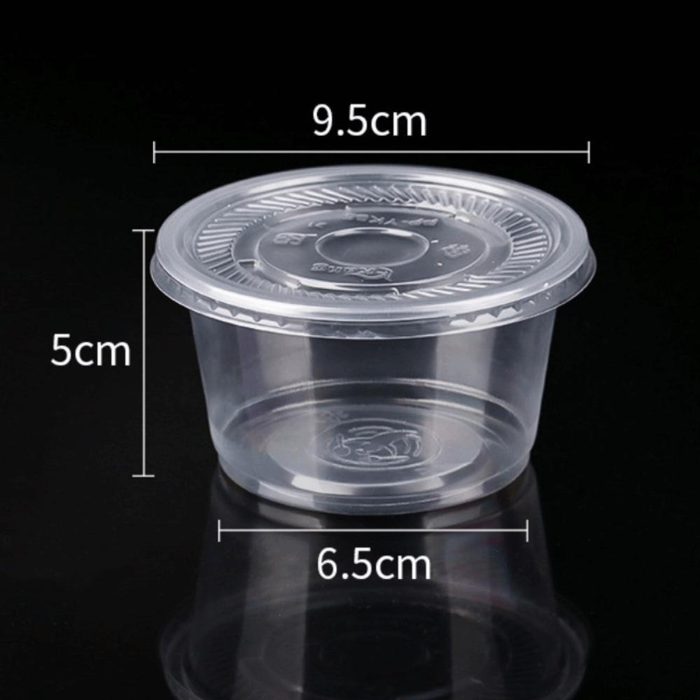 100pcs Leakproof Disposable Cups with Flat Lids Clear Pudding Bowl Ice Cream Container Party Use