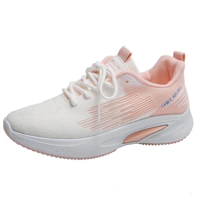 Flying woven lightweight sports shoes women's tide spring and summer new soft-soled running shoes breathable women's shoes mesh heightening shoes