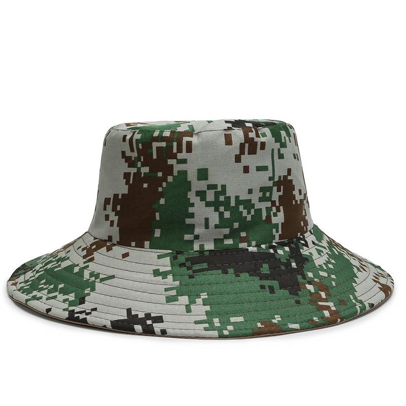 New Camouflage Big Eaves Bucket Hat Sunshade Sunscreen Fishing Essential Simple Casual Versatile