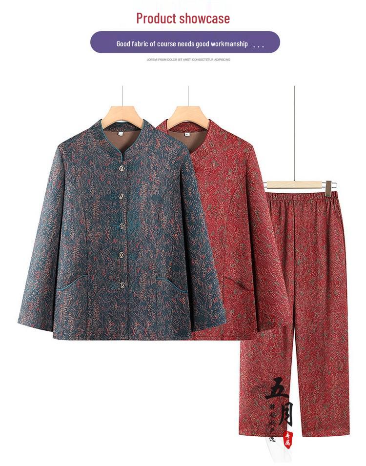 Elegant Two-Piece Spring & Autumn Shirt Suit for Middle-Aged and Elderly Women