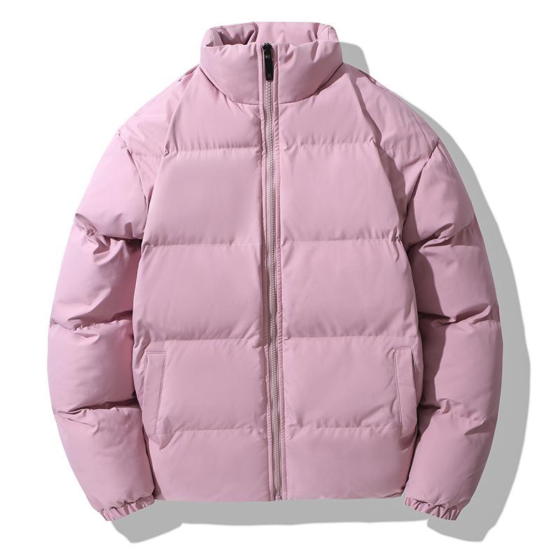Herren Freizeit Warme Baumwolljacke für Frühling und Herbst, Koreanische Version Brotjacke, Lockerer Stehkragen, Einfarbige Baumwolljacke
