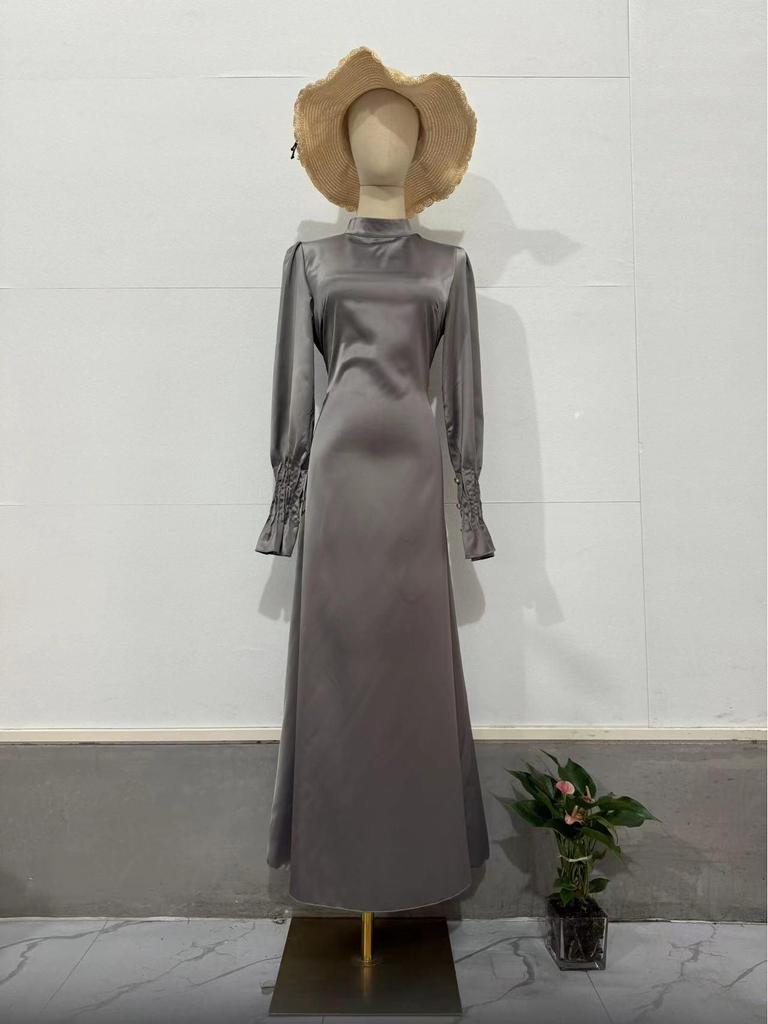 Autumn 204 Pleated Waist-Gathered Tie Court Style Dress