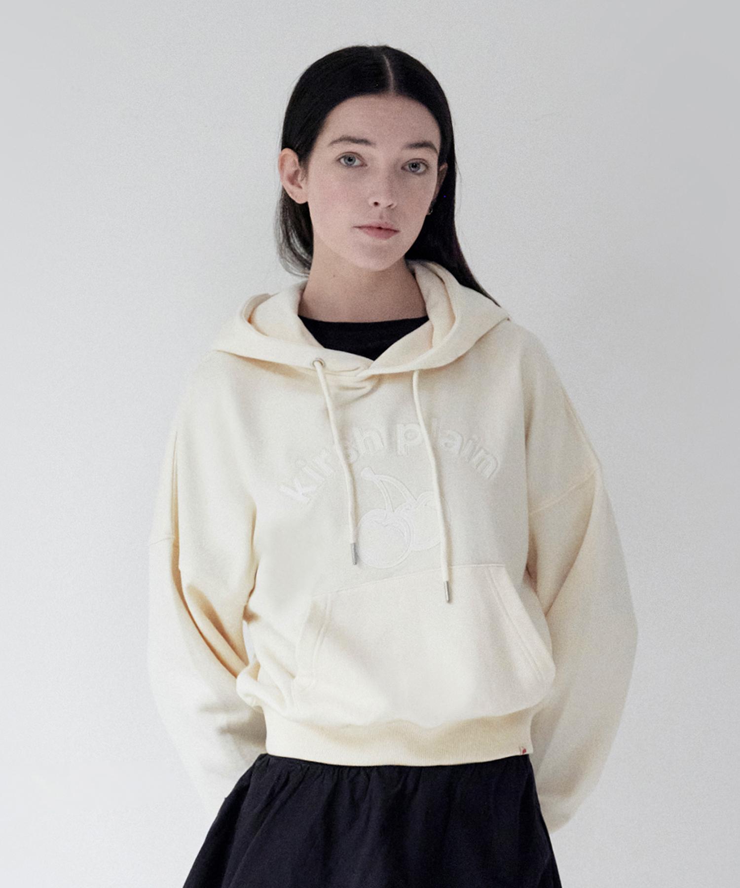 Kirsh Plain Cherry Arch Logo Crop Hoodie [Ivory] 1