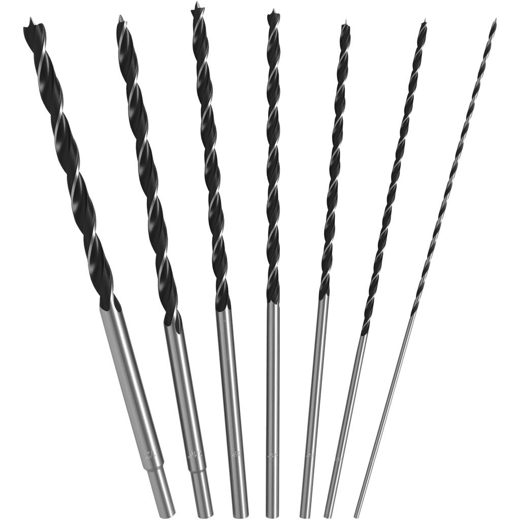 7pcs Brad Point Drill Bit Extra Long 300mm Center Locator Twist Carbon Steel Woodworking for Hardwood Plywood Plastic Aluminum