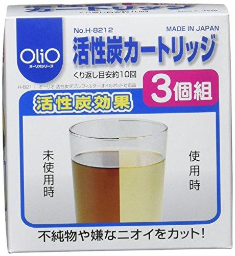 Pearl Metal H-8212 Activated Carbon Cartridge, Set of 3, for Orio Oil Pot, Made In Japan
