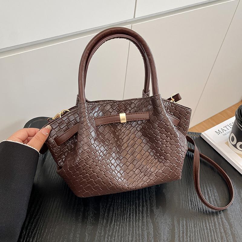 New Woven Bucket Bag Women Minimalist Versatile Shoulder Crossbody High-end Handheld Purse CLE