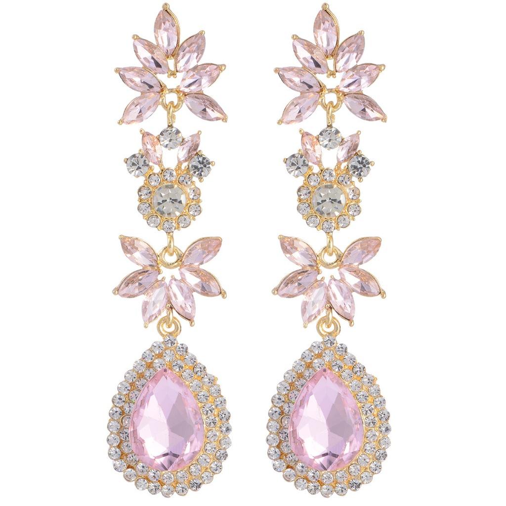 

Pinkdudu S925 Silver Needle Art Glass Earrings Colorful Crystal Teardrop Dangle Earrings Bold & Modern Statement PD2121 рожевий