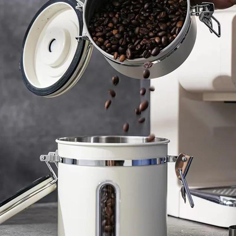 Stainless Steel Coffee Beans sealed jar Vacuum Storage Container Large Capacity Grains Tea Nut Snack Keep Fresh Storage Jar