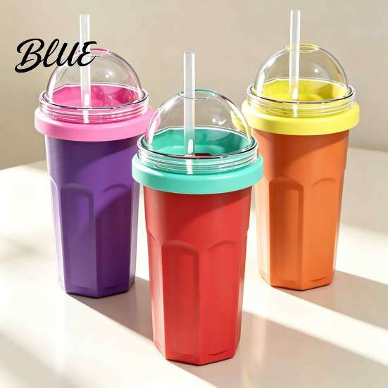 Eenvoudige Bediening Slushy Maker Zelfgemaakte Slushie Beker Vriezer Knijpbeker voor IJsdrankjes Voedselkwaliteit BPA-vrij Siliconen Smoothie Sap Frisdrank Herbruikbaar