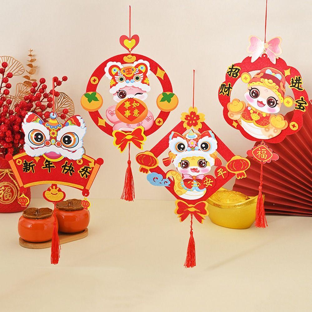 Chinese Style 2025 New Year Lucky Pendant Lucky Character Hanging Ornament  Lantern Festival