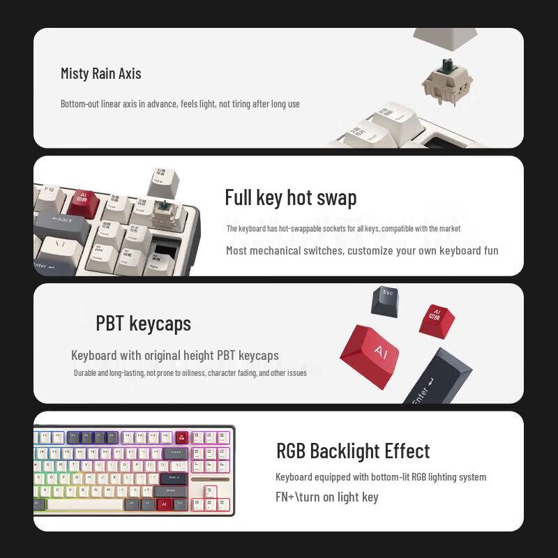 MiMouse MK87AI Smart Voice Tri-Mode Hot-Swappable Mechanical Keyboard Kit