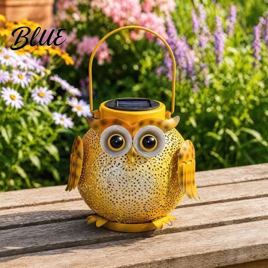 Owl Pattern Solar Light Light Design Garden Decor Outdoor Waterproof Metal Hanging Energy Saving Lantern for Outside Patio Yard Lawn Porch Lighting