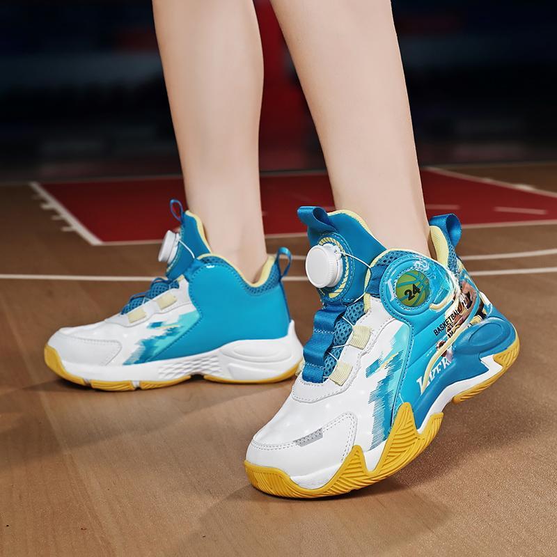 31-40 Dziecięce Duże Rozmiary Antypoślizgowe Odporne na Zużycie Modne Wysokie Buty do Koszykówki Trend Sportowy Buty Dziecięce