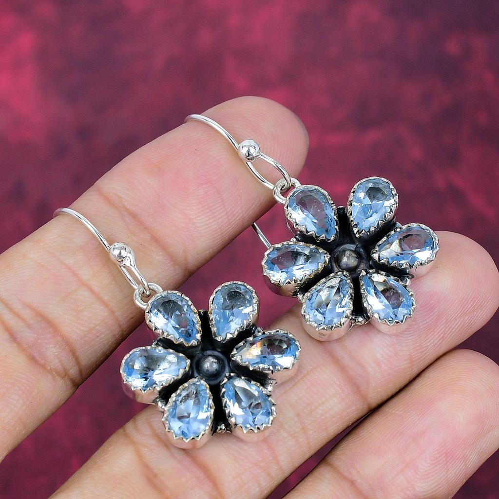 Brincos de tanzanita feitos à mão, brincos de prata esterlina maciça 925, joias antigas, brincos para presente de noivado