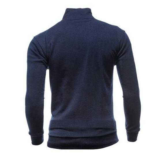 Men Zip-up Sweatshirt Mock Neck Long Sleeve Jacket Solid Color Full Zip Casual