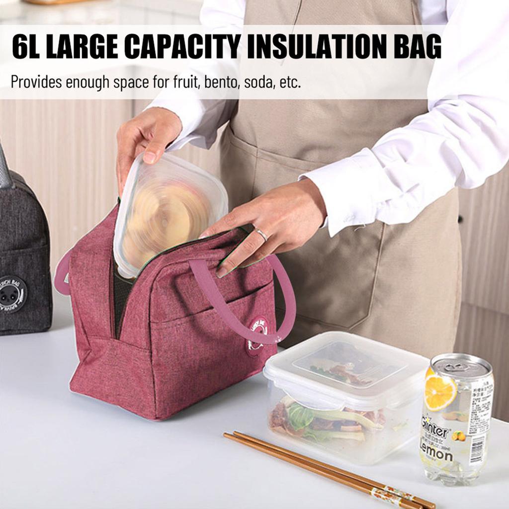 6L Portable Insulation Bag Lunch Tote Bag Thermal Cooler Handbag Reusable Waterproof Large Capacity Leak proof for