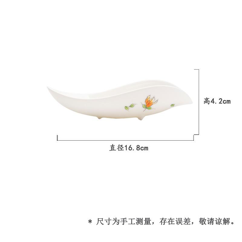 HOYIHM Hand-painted Finger Citron Flower Tea Scoop Aesthetic Jade Clay White Porcelain Awakening Tea Ladle Teaware Ornaments